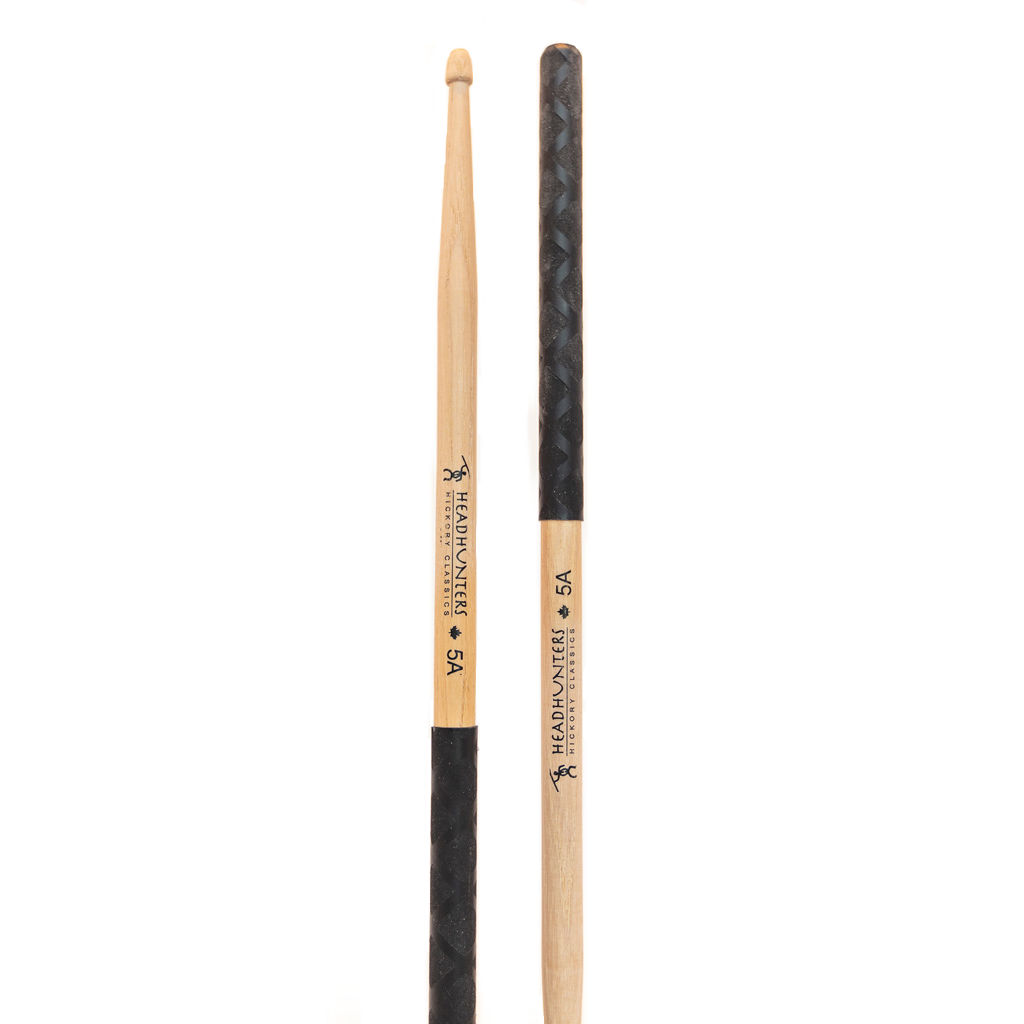 HeadHunters Hickory Classic 5A X Grip Drum Sticks - Black