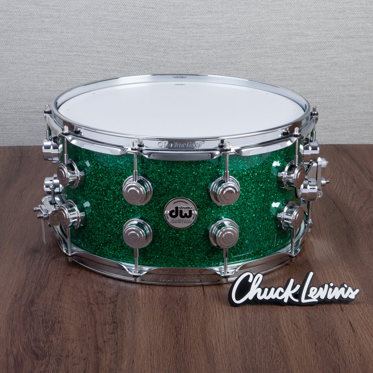 DW 7 x 14-Inch Collector's Series SSC Maple Snare Drum - Green Glass with Chrome Hardware