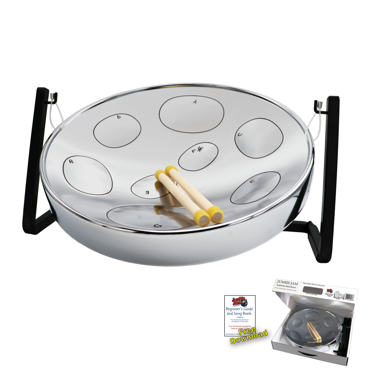 Jumbie Jam Table Top Steel Drum Kit - Chrome Pan