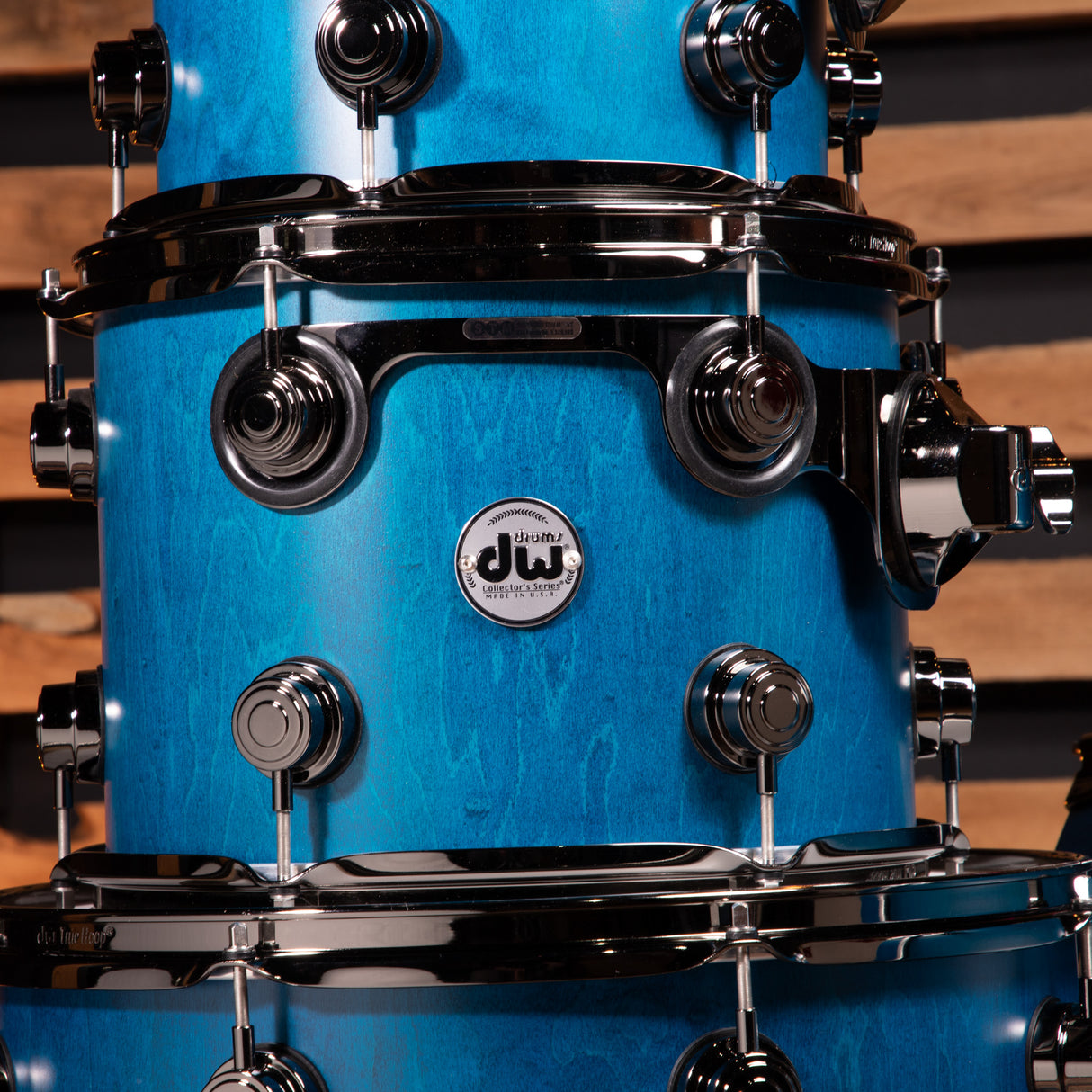 DW 333 4-Piece Shell Pack, 22-Inch Kick - Azure Satin, Black Nickel Hardware