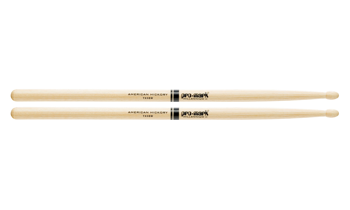 Promark TX5BW Hickory 5B Wood Tip Drumsticks