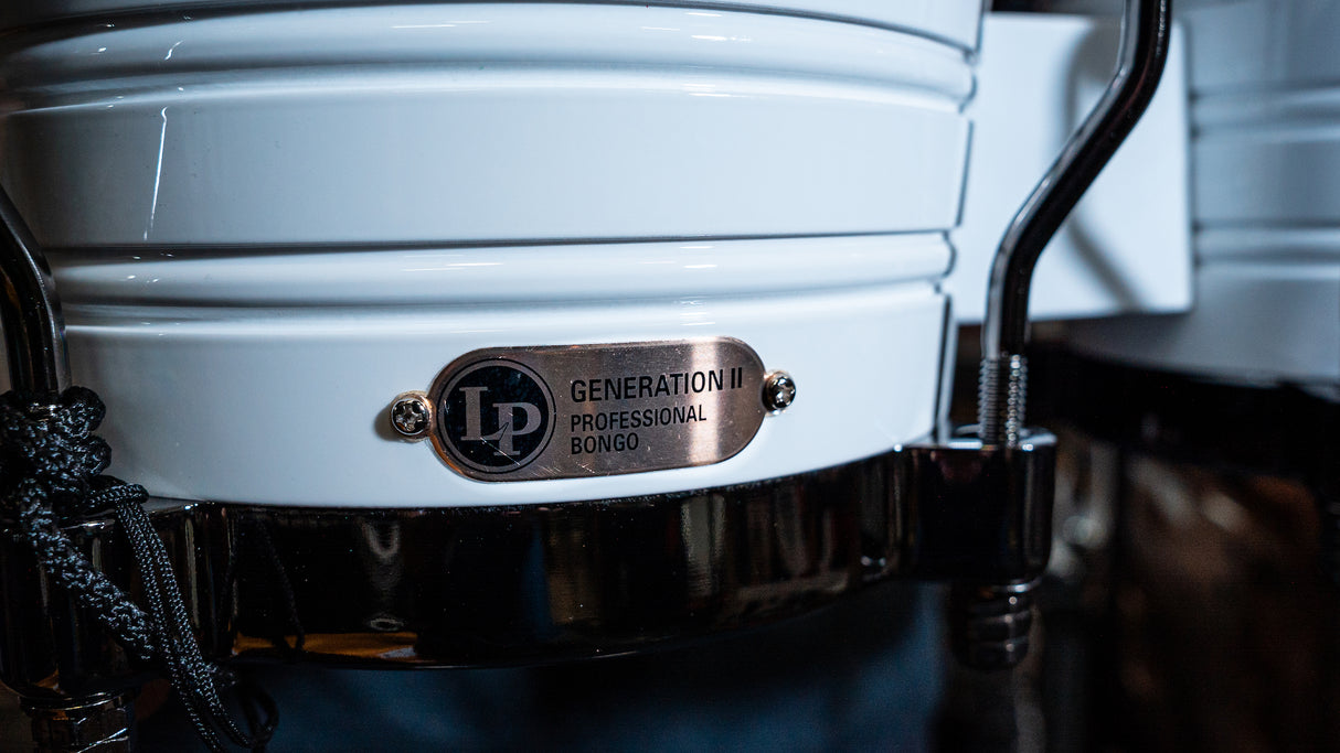 Latin Percussion LP201AX-2 Generation II Bongos - White With Black Nickel Hardware