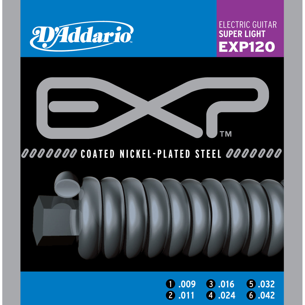 D'Addario EXP120 15585 Coated Electric Guitar Strings Super Light