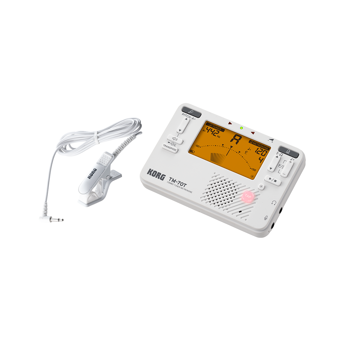 Korg TM70C-WH Tuner Metronome and Contact Mic - White