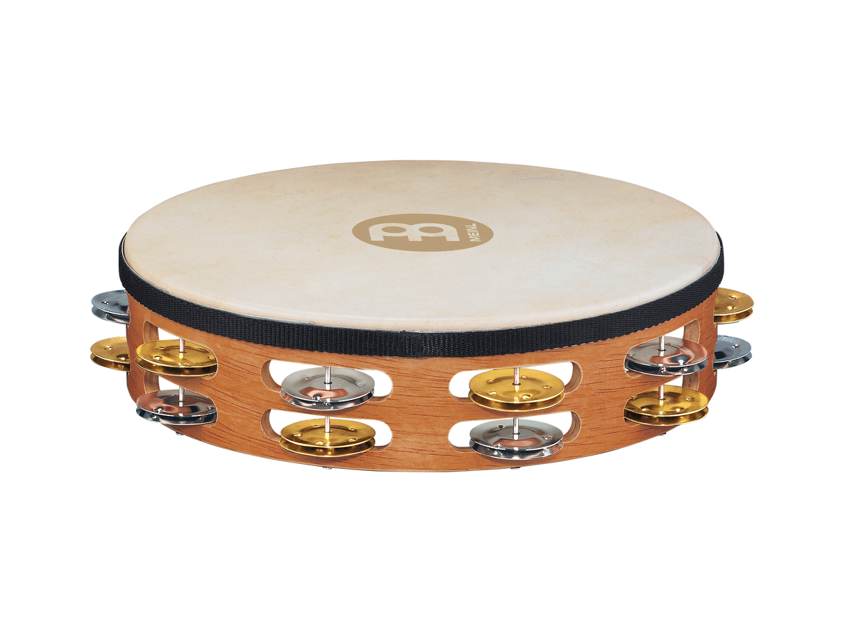 Meinl TAH2M-SNT 10" Recording Combo Goat Skin Wood Tambourine Dual Alloy Jingles