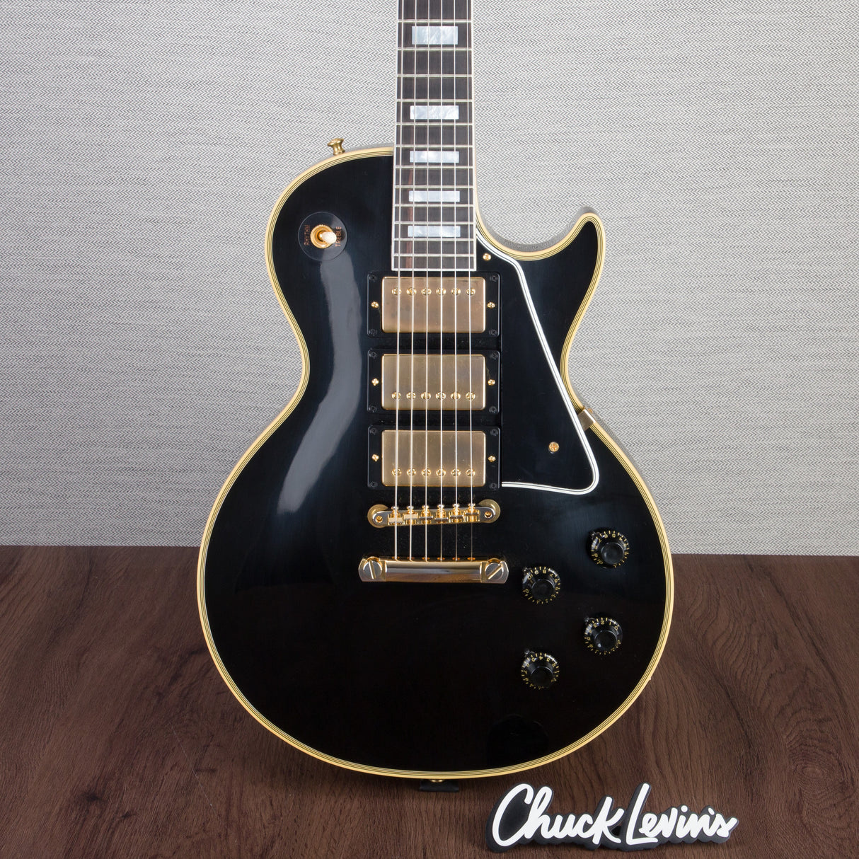 Gibson Custom Shop 1957 Les Paul Custom 3-Pickup Reissue Electric Guitar - Ebony - #74304