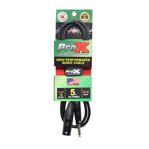 ProX XC-PXM05 5 Ft. Unbalanced 1/4" TS to XLR3-M High Performance Audio Cable