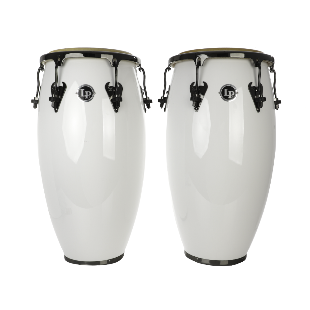LP Matador Conga And Tumba Set, White With Black Nickel Hardware
