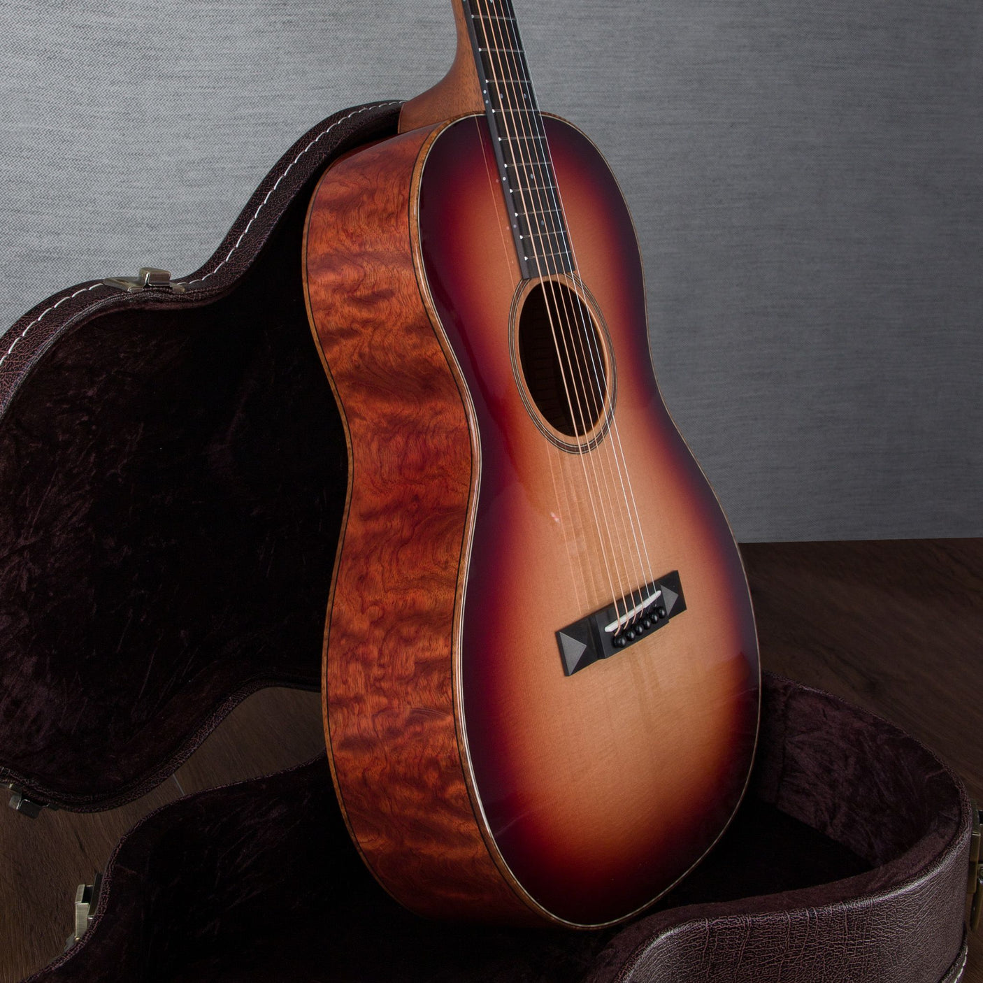 Bedell Seed to Song Parlor Acoustic Guitar - Quilt Bubinga and Sitka Spruce - Triple Burst Finish - CHUCKSCLUSIVE - #1222003
