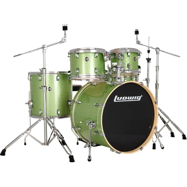 Ludwig Element Evolution 5-Piece Drum Set with 22-Inch Kick, Hardware - Mint Green Sparkle