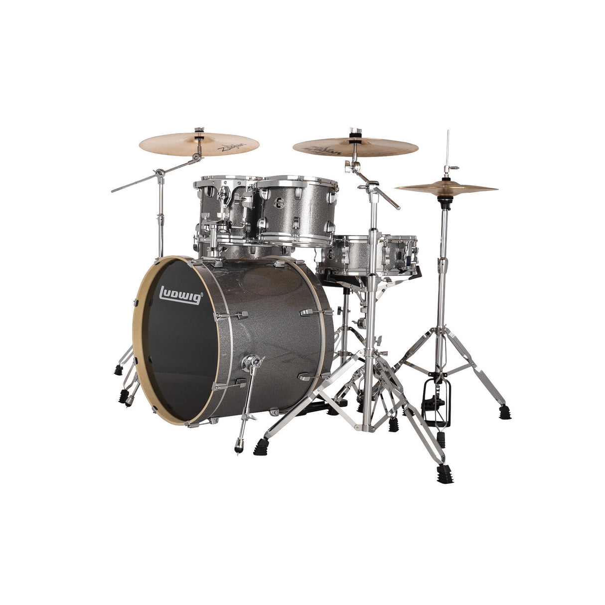Ludwig Evolution 5-Piece Kit with 22-Inch Kick - Platinum Sparkle Finish