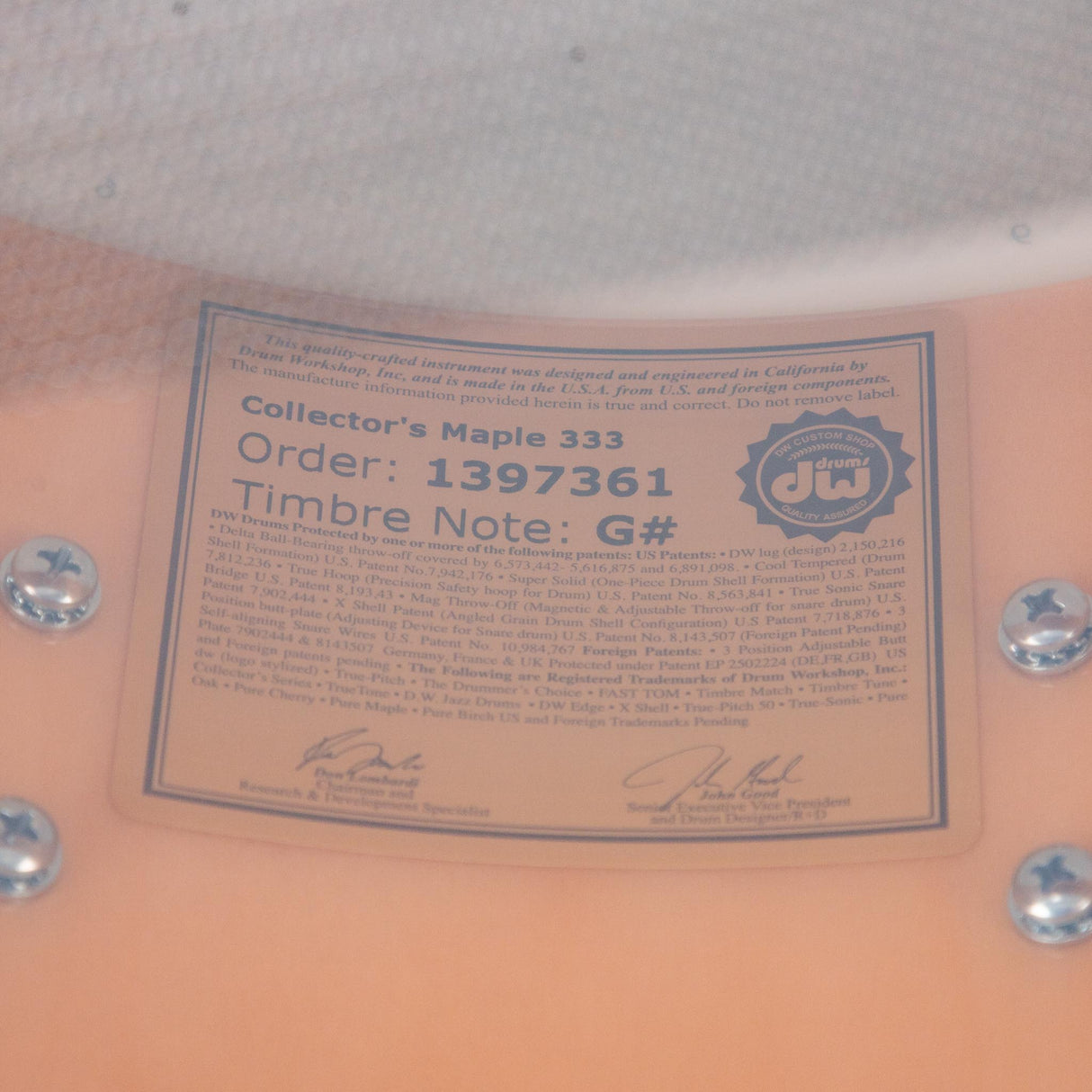 DW 5.5 x 14-Inch Collector's 333 Maple Snare Drum - Black Oyster Glass