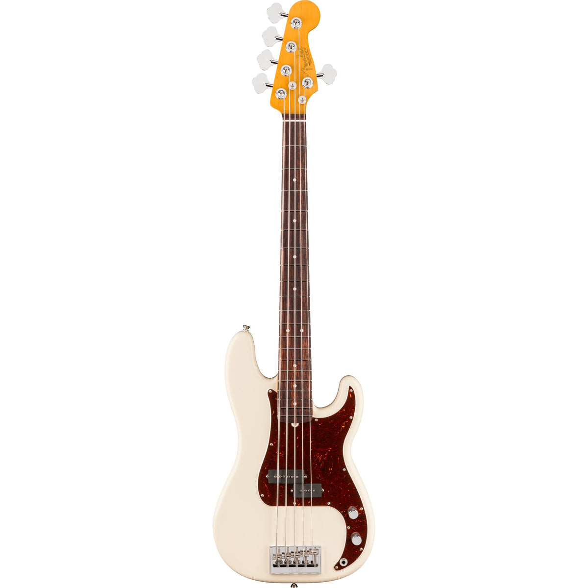 Fender American Professional Precision V 5-String Electric Bass Guitar, Rosewood Fingerboard - Olympic White