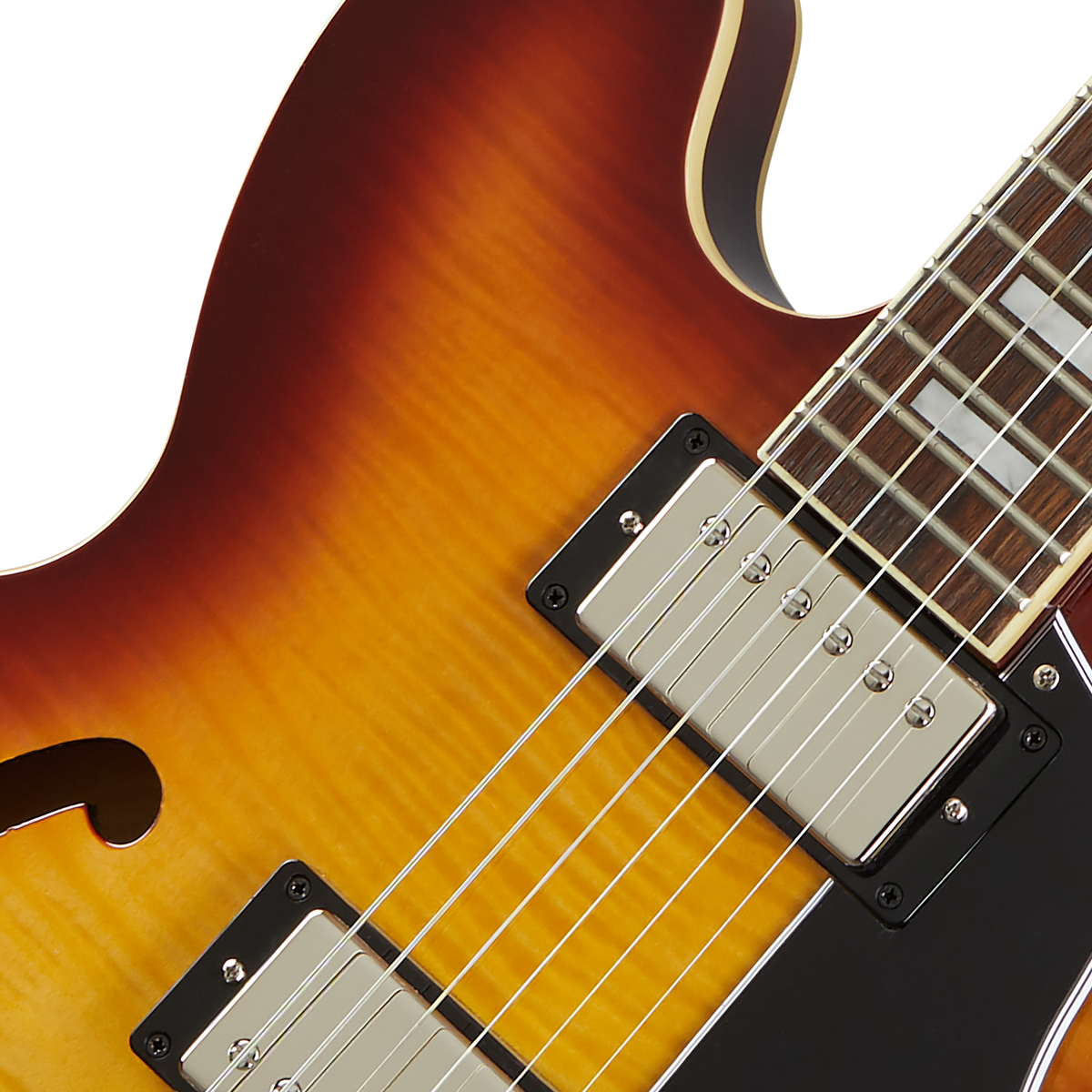 Epiphone ES-335 Figured Semi-Hollow Body Electric Guitar - Raspberry Burnt Tea