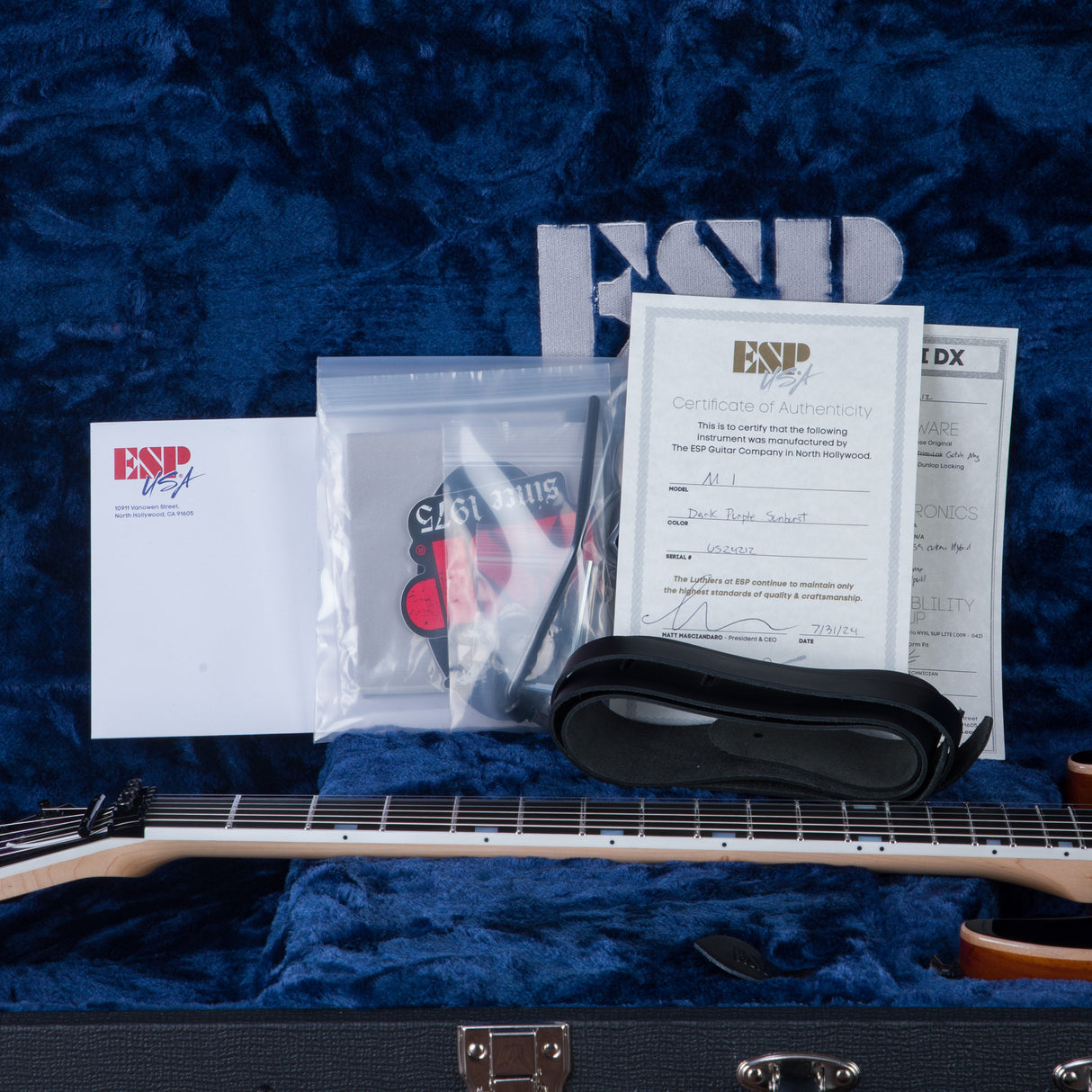 ESP USA M-1 DX Electric Guitar - Dark Purple Sunburst - #US24212 - Mint, Open Box