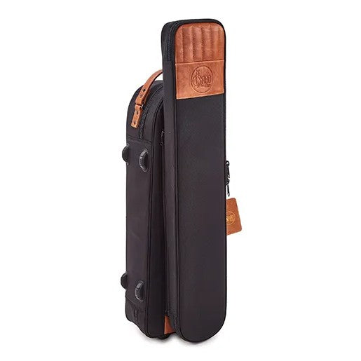 Gard Single Elite Cut-Bell Tenor Trombone Gig Bag - Black Nylon with Light Brown Leather Accent