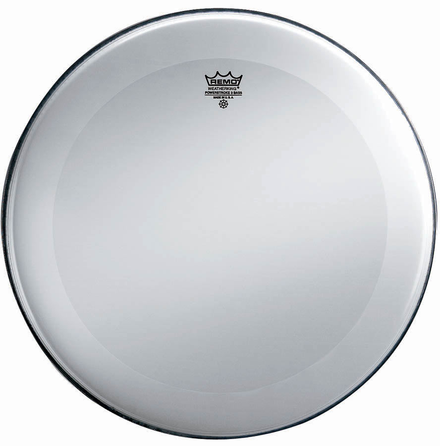 Remo 22" Smooth White Powerstroke 3 Bass Drum Head, No Stripe