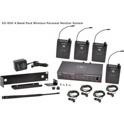 Galaxy Audio AS-950-4N 16 Channel Stereo Wireless Personal In-Ear Monitor System - New