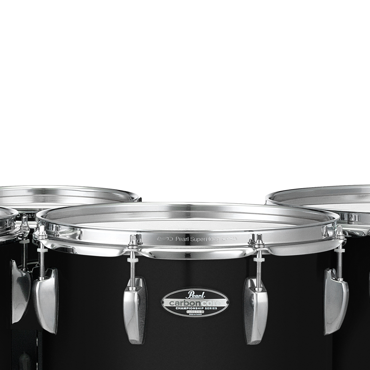 Pearl Championship CarbonCore Tenor Drums, Piano Black - 10/12/13/14-Inch Sonic Cut Configuration, 6-Inch Spock