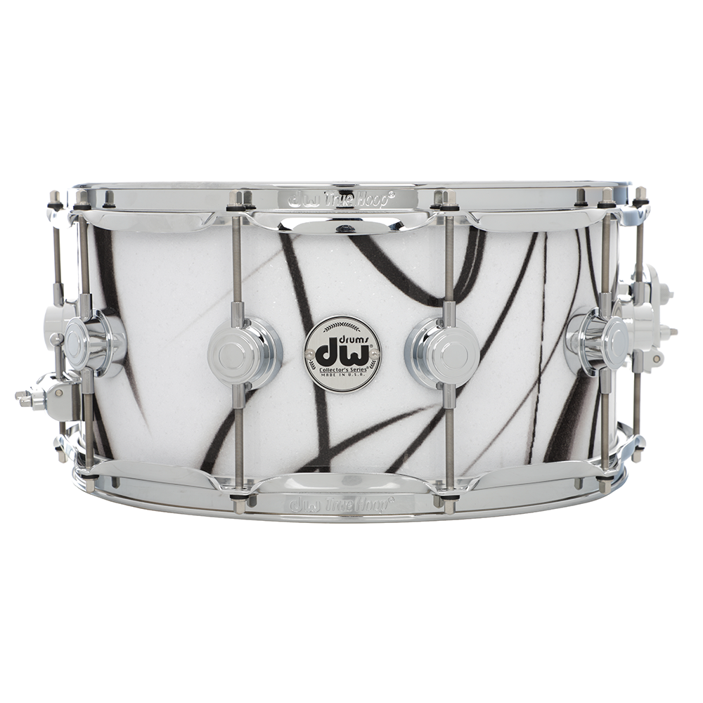 DW Collector's Pure Oak Snare, 14 x 6.5-Inch - White Glass Contrail