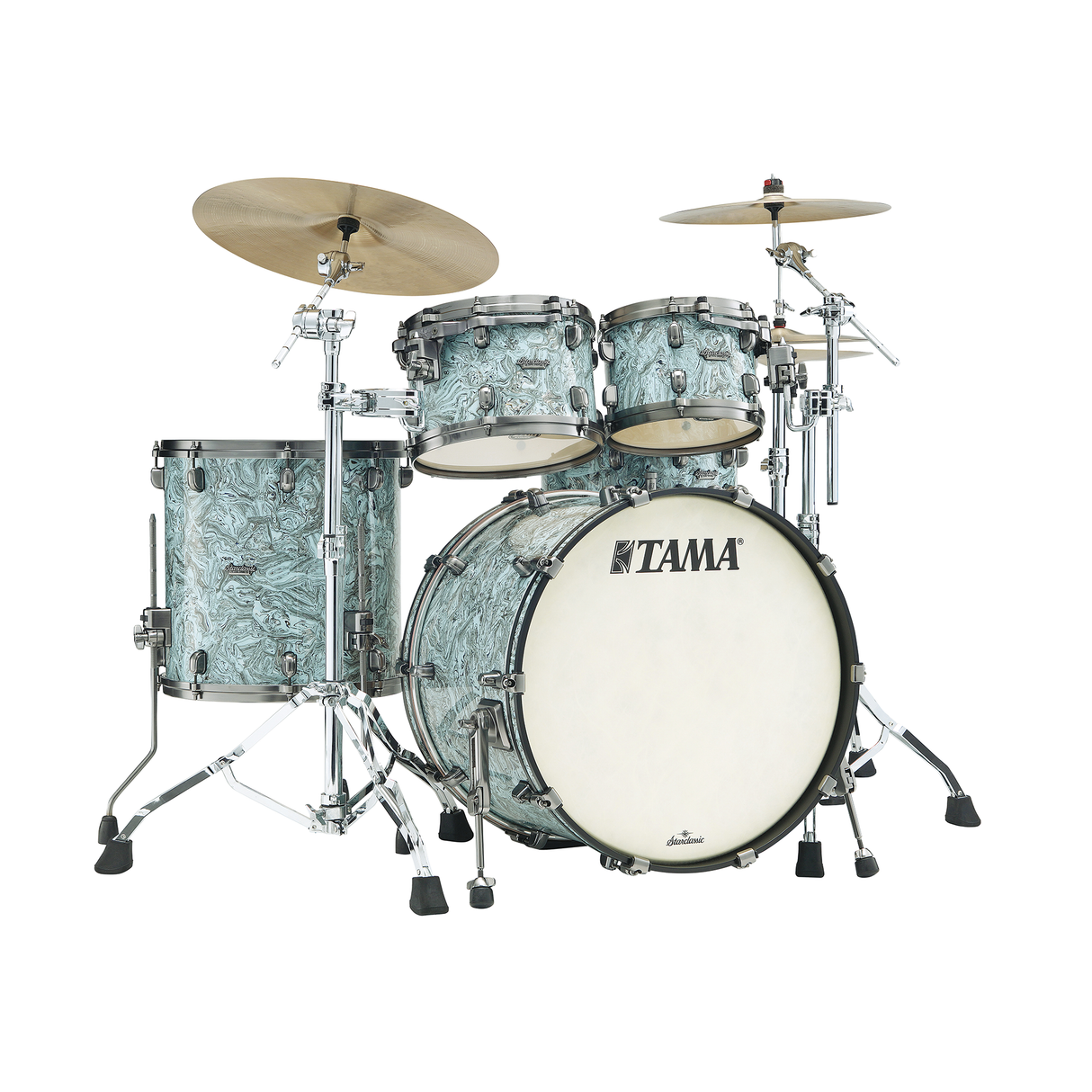 TAMA Starclassic Maple 4-Piece Shell Pack, Chrome Shell Hardware - Sky Blue Swirl, 22" Kick