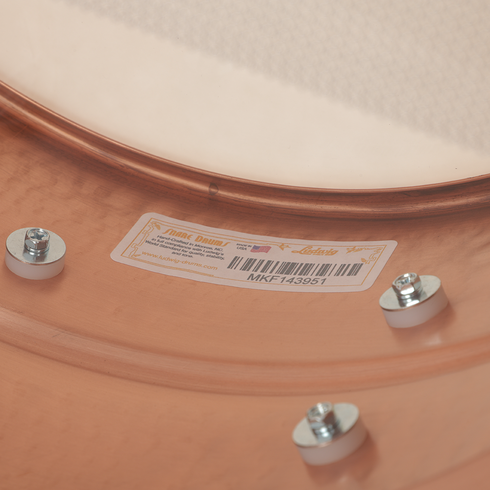 Ludwig Hammered Copperphonic 6.5x14 Snare Drum, Tube Lugs