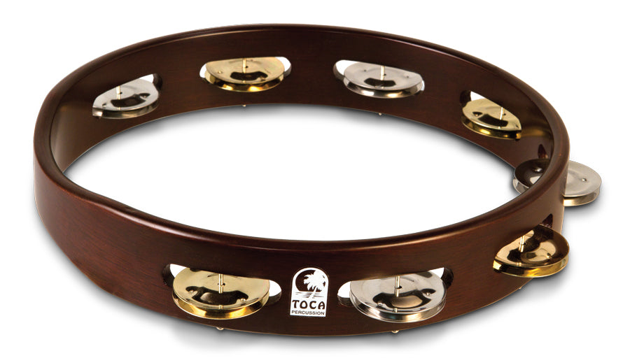 Toca T1010D 10" Acacia Wood Single-Row Tambourine