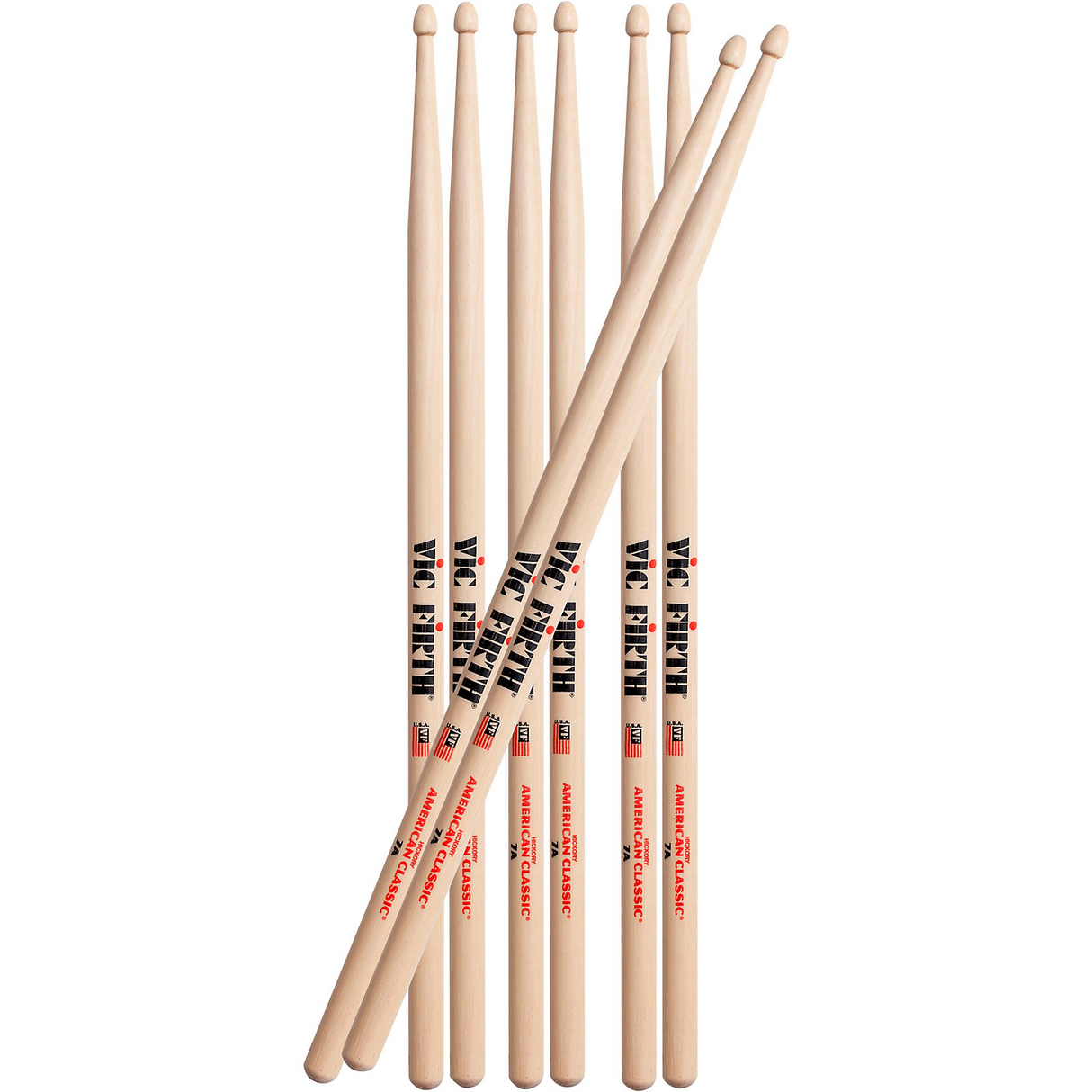 Vic Firth 7A American Classic 4 For 3 Drumstick Pack - Wood Tip