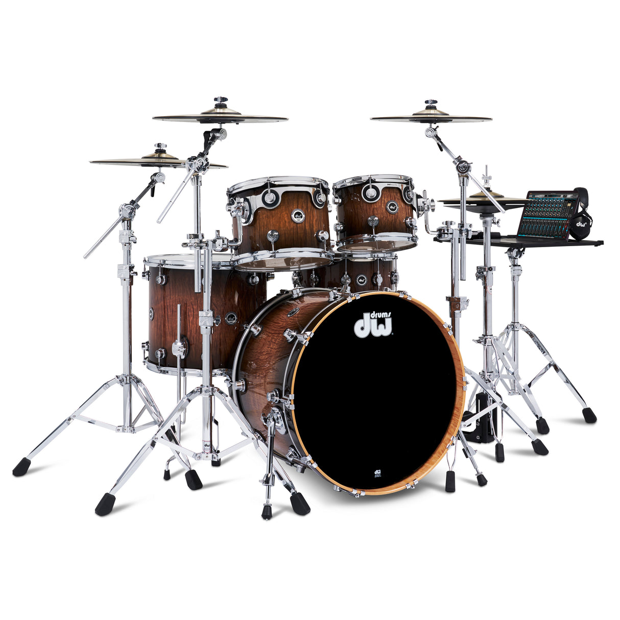 DW DWe 5-Piece Drum Kit Bundle - Exotic Curly Maple Burst