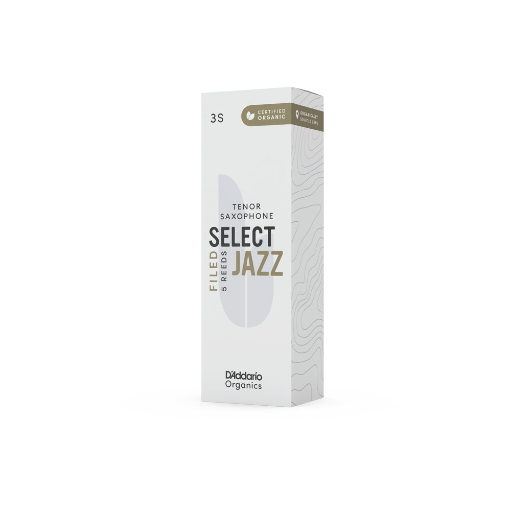 D'Addario Organic Select Jazz Filed Tenor Saxophone Reeds Strength 3 Soft 5-Pack