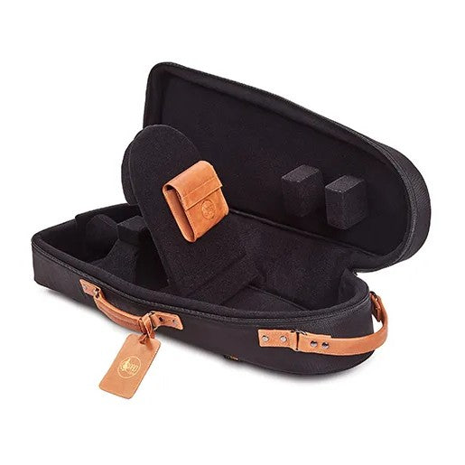 Gard Single Elite Cut-Bell Tenor Trombone Gig Bag - Black Nylon with Light Brown Leather Accent