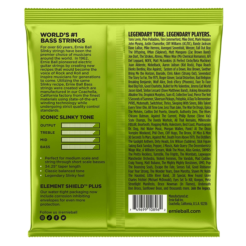 Ernie Ball 2856 Regular Slinky Nickel-Wound Electric Bass Guitar Strings - .045-.105 Medium Scale