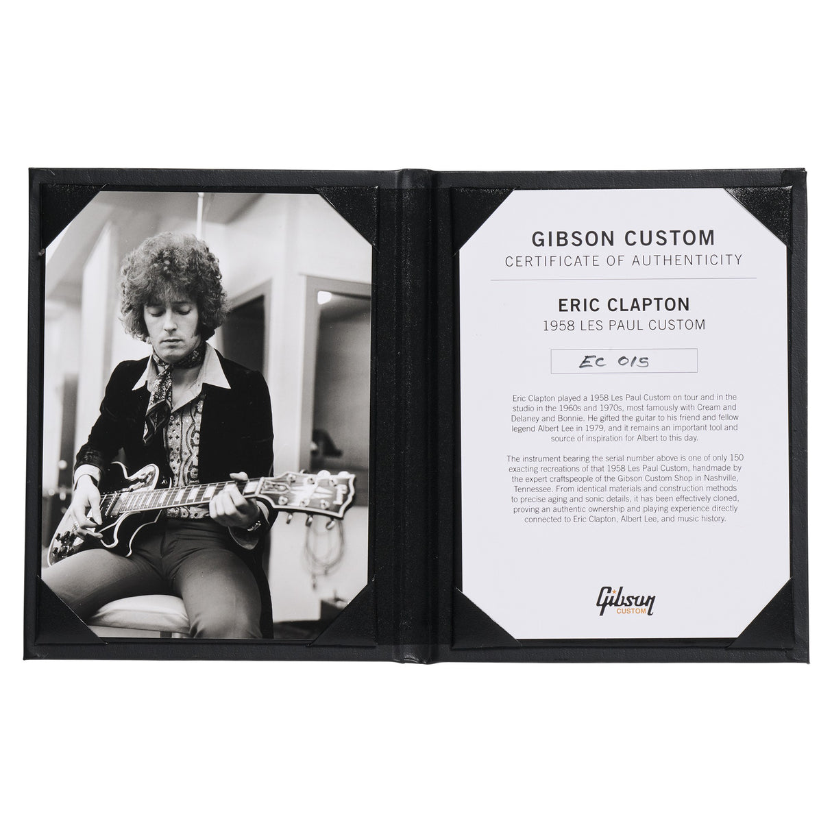 Gibson Custom Shop Murphy Lab Eric Clapton 1958 Les Paul Custom Electric Guitar - Ebony - #EC 132