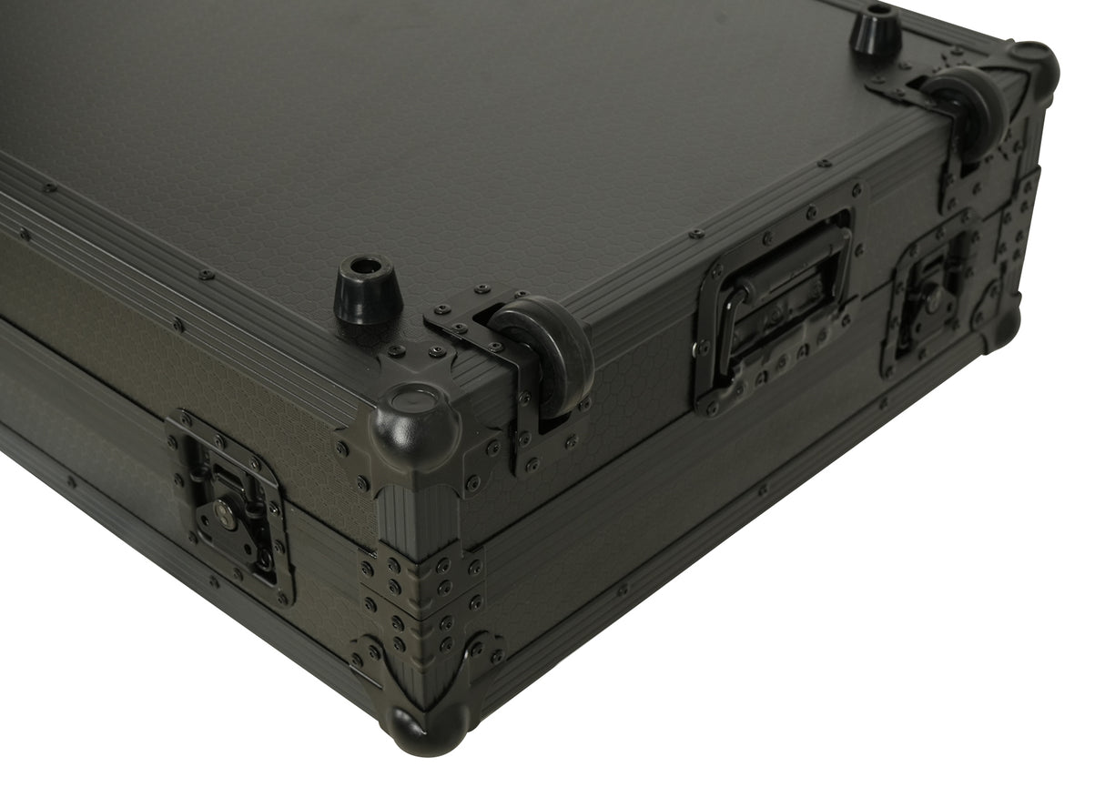 Pro X XS-CDM3KV10A9 WLTBL Fits 2x Pioneer CDJ 3000X Case / Pioneer DJM V10 / A9 Mixer w/ Laptop Shelf, All Black and Low profile Wheels