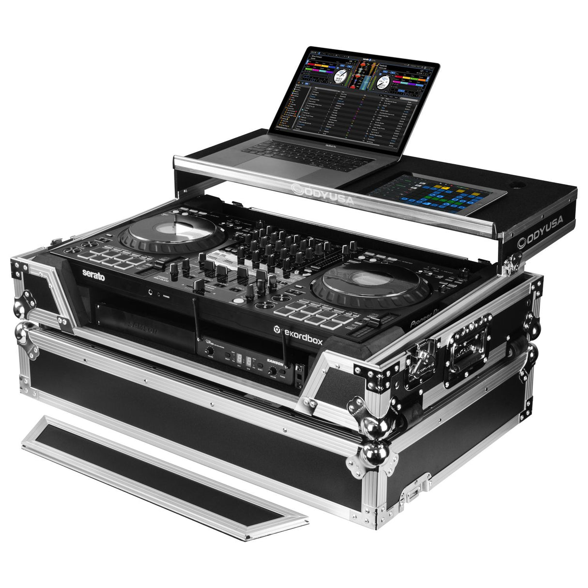 Odyssey FZGSFLX10W1M Pioneer DJ DDJ-FLX10 1U Flight Case with Glide Style Laptop Platform and Wheels - New