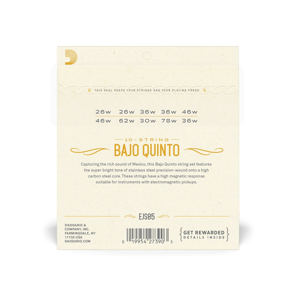 D'Addario EJS85 10 Set Bajo Quinto Strings