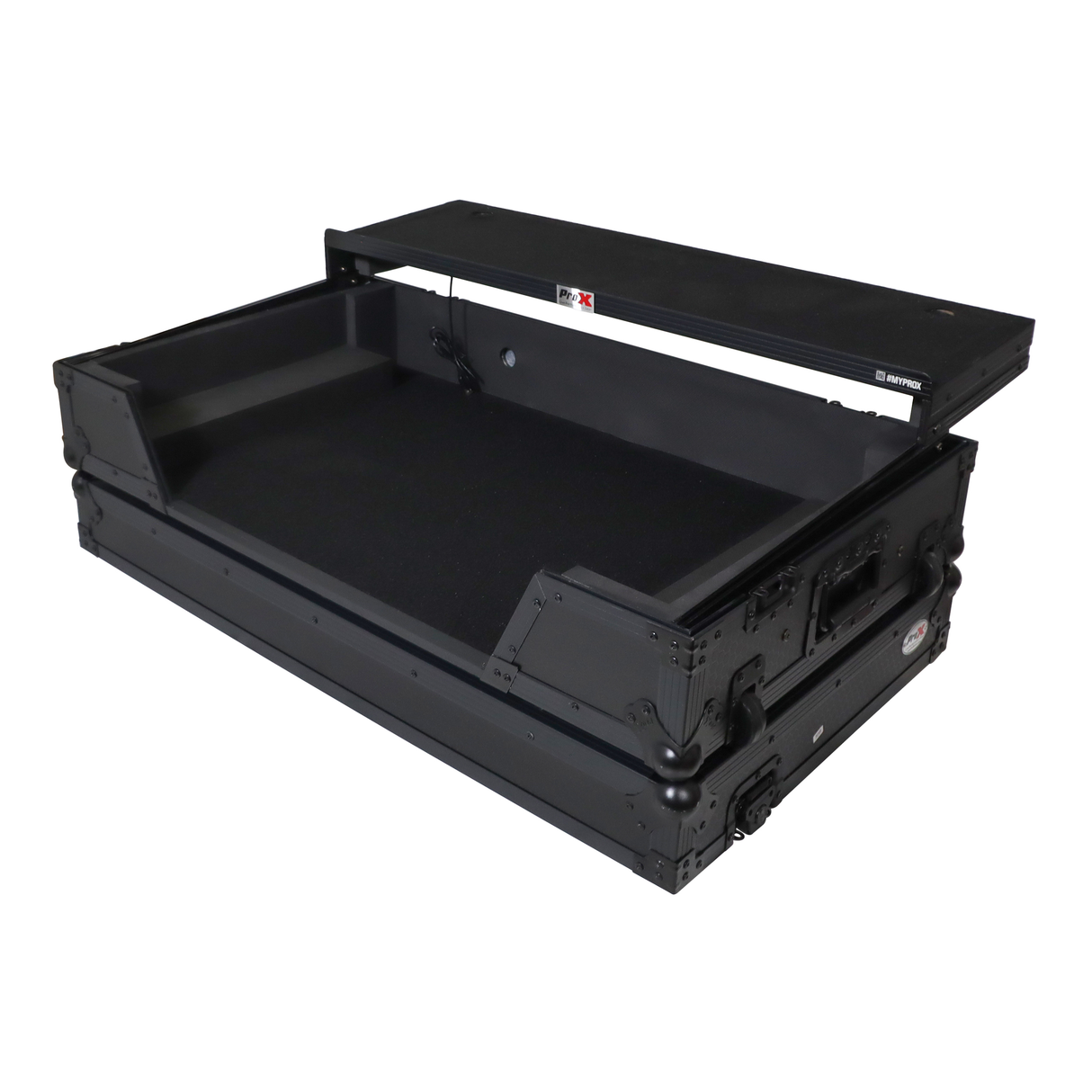 ProX XS-XDJAZWLTBLLED ATA Flight Case For Pioneer XDJ-AZ DJ Controller with Laptop Shelf 1U Rack Space, Wheels, and LED - Black - New