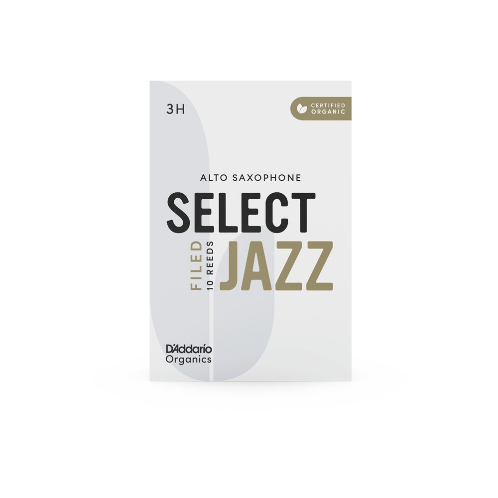 D'Addario ORSF10ASX3H Organic Select 10-Pack Jazz Alto Saxophone Reeds - 3 Hard