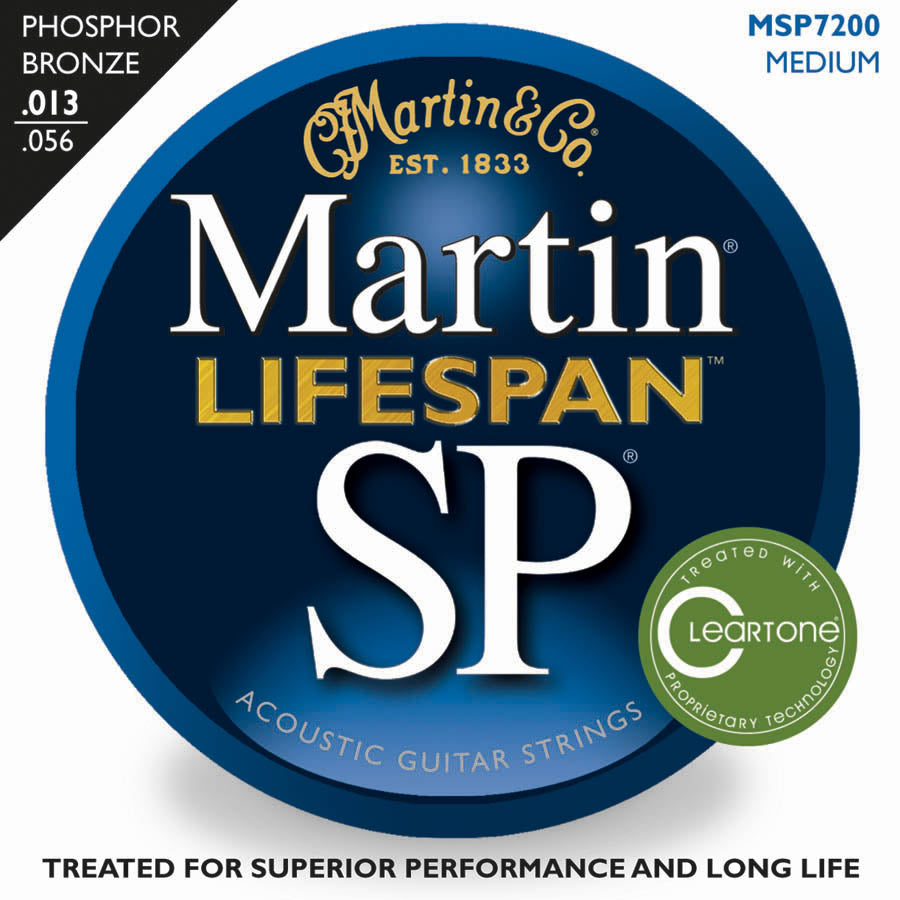 Martin MSP7200 SP Lifespan Phosphor Bronze Acoustic Guitar Strings - Medium (13-56)