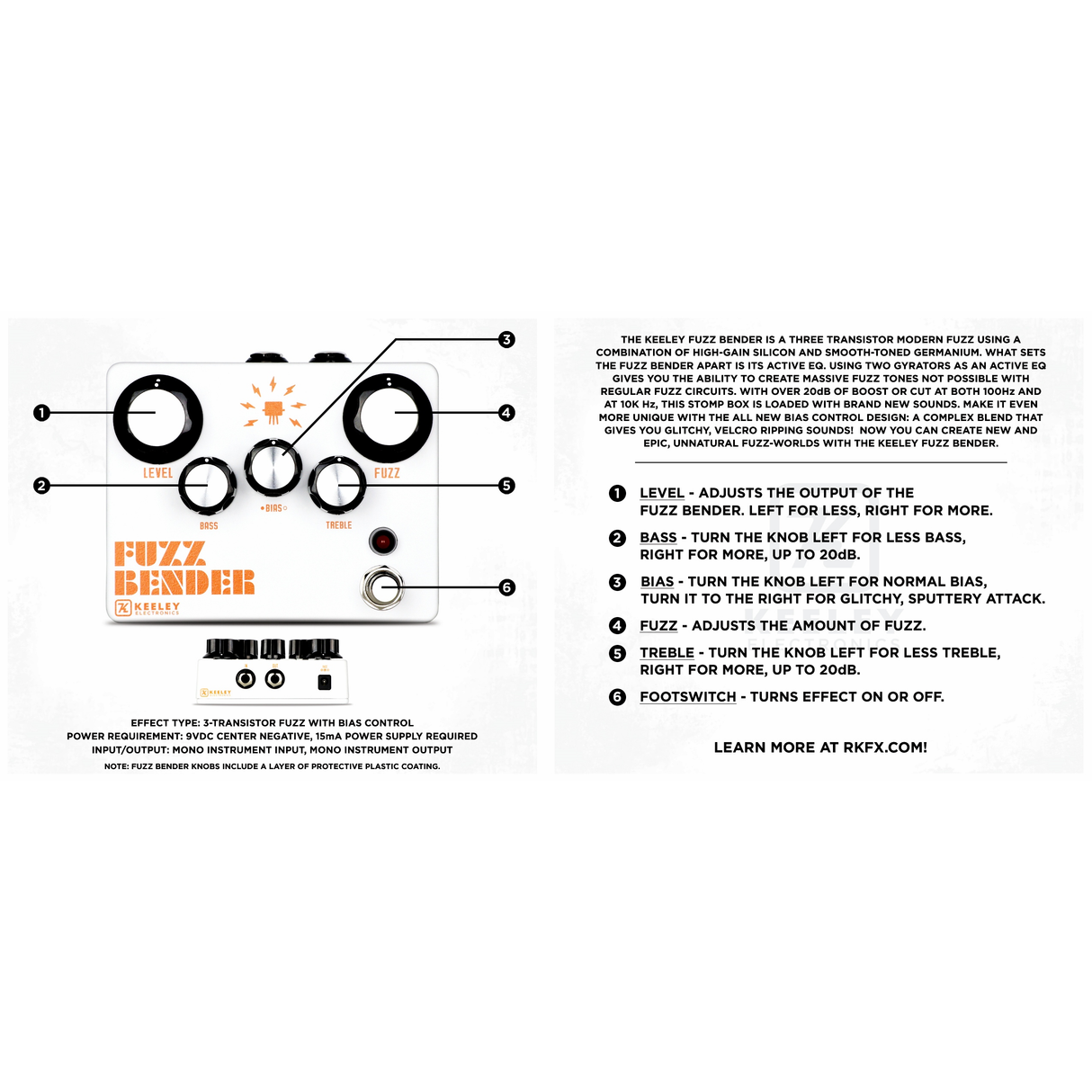 Keeley Fuzz Bender 3-Transistor Hybrid Fuzz Guitar Pedal