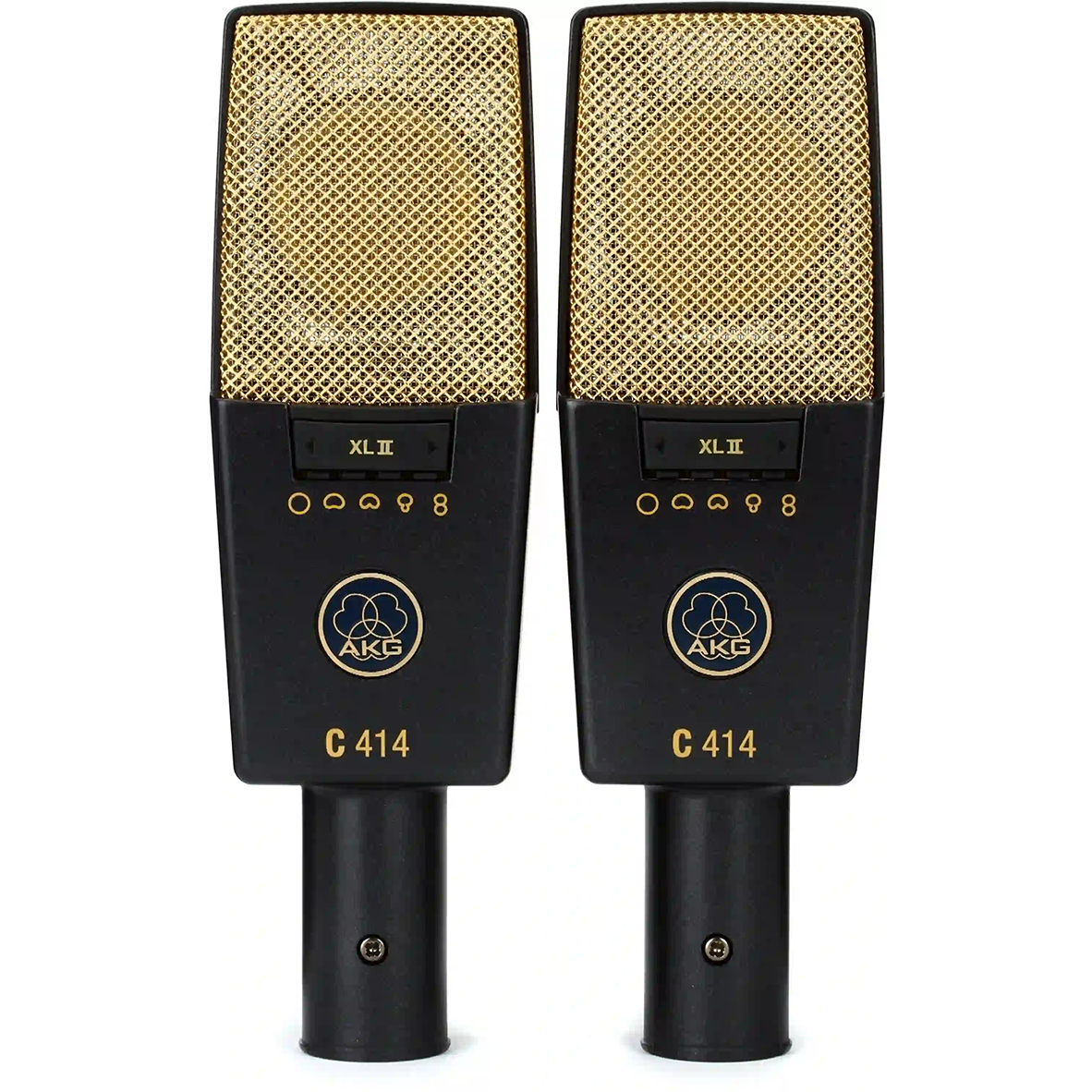 AKG C414 XLII/ST Large-diaphragm Condenser Microphone - Matched Pair - New,Black