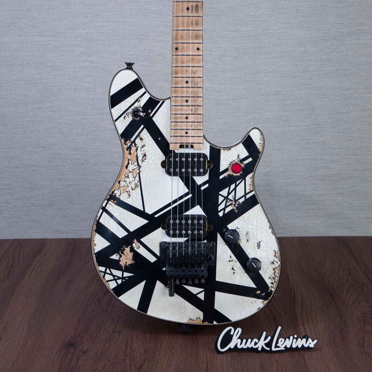 EVH Custom Shop Special Edition Wolfgang Stripes Electric Guitar - White/Black Stripes - #WG17610A