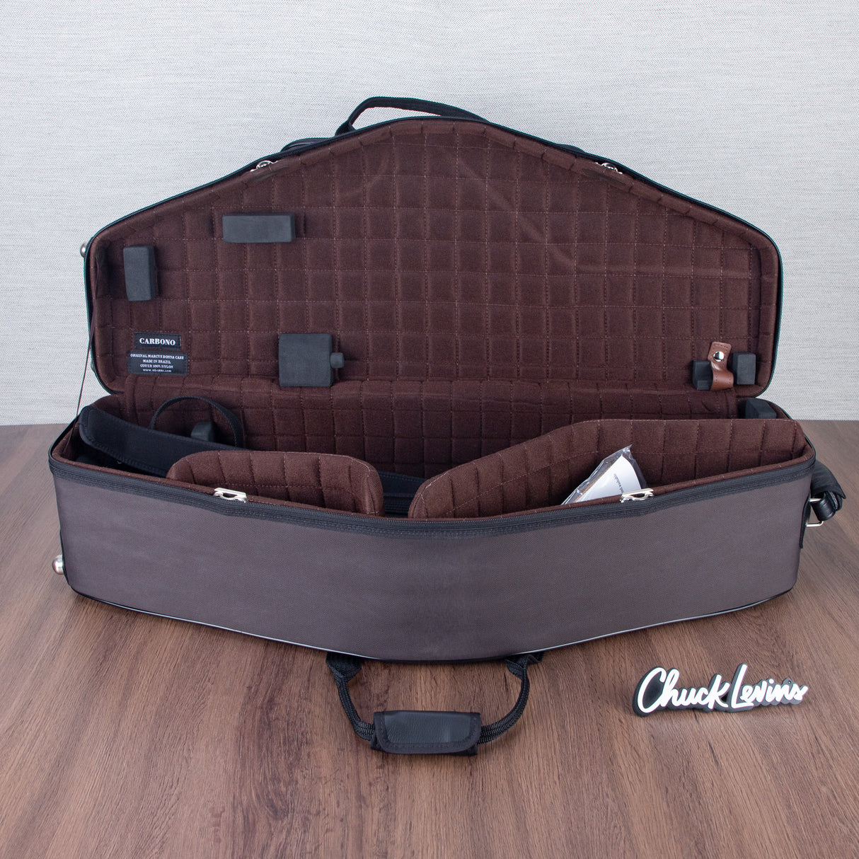 Marcus Bonna Double Case for Tenor and Soprano Sax with Fixed Straight Neck - Carbon Fiber - Dark Brown