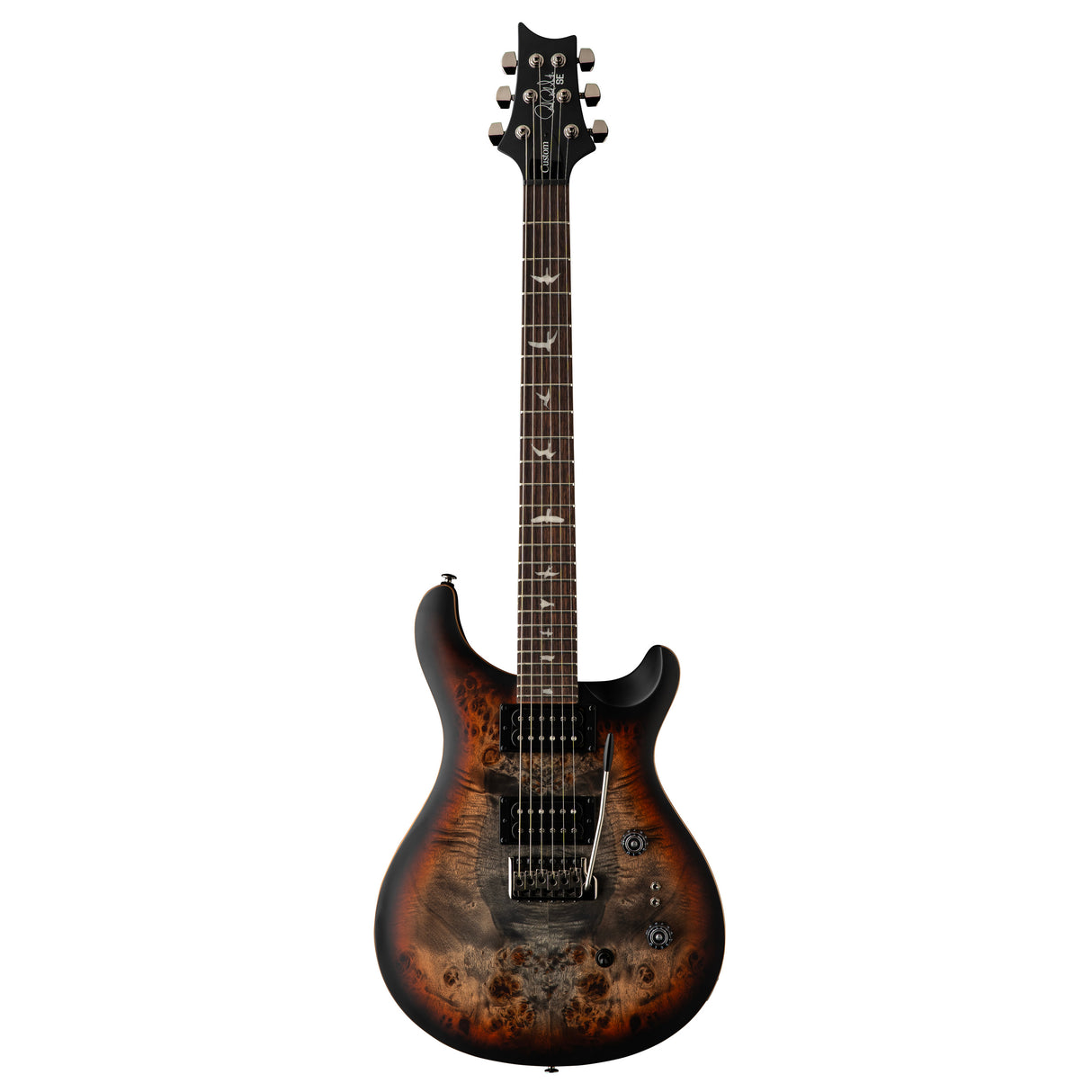 PRS SE Limited Edition "Exotic" Custom 24-08 Poplar Burl Electric Guitar - Charcoal Cherry Midnight Burst