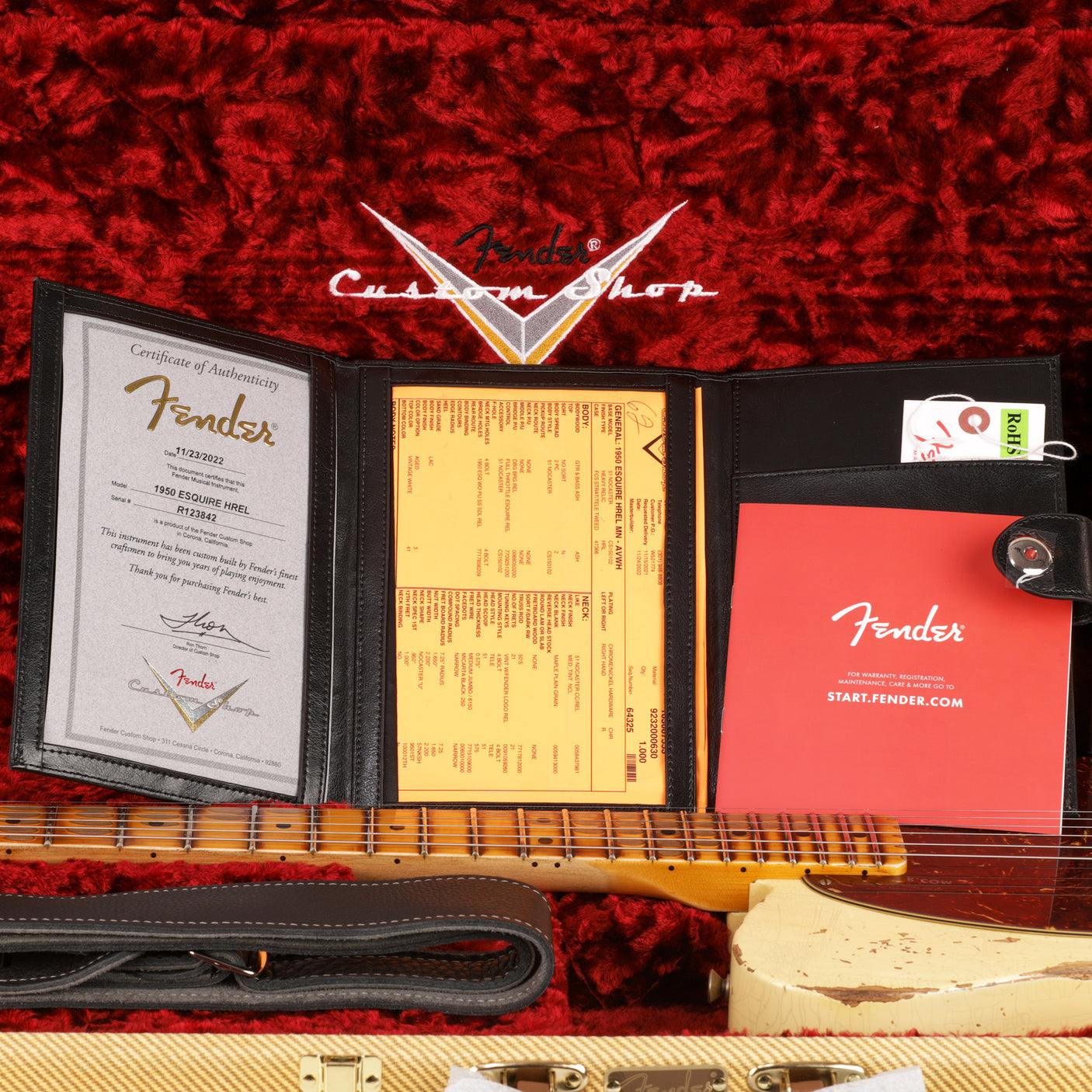 Fender Custom Shop 1950 Esquire Heavy Relic Guitar - Aged Vintage White - CHUCKSCLUSIVE - #R123842