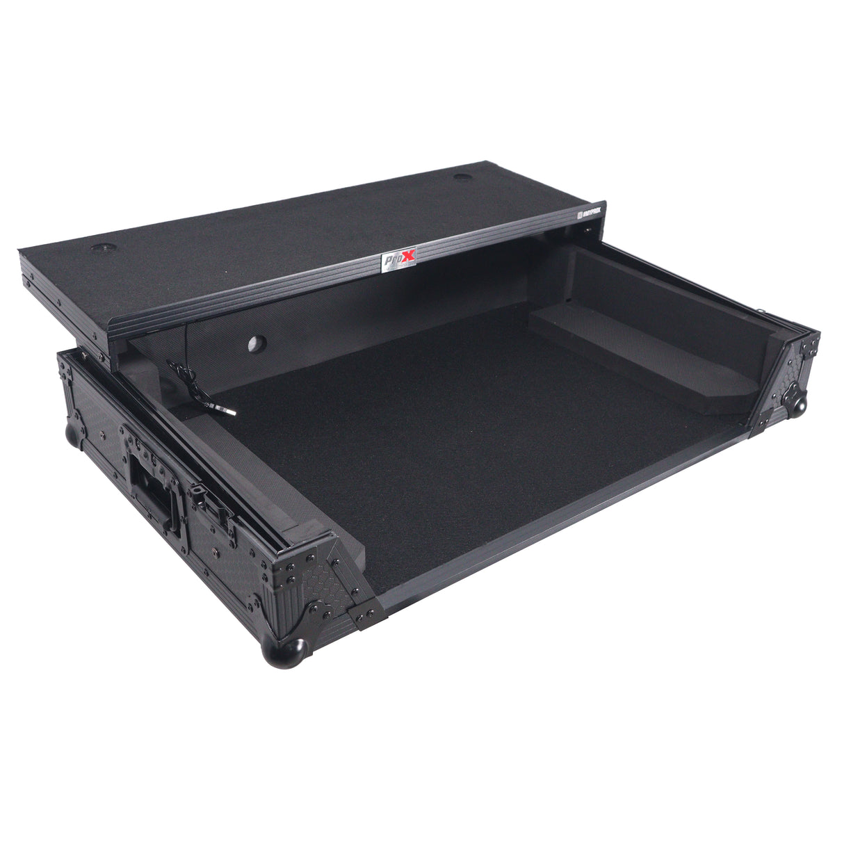 ProX XS-RANESYSONEWLTBLLED Flight Case For RANE SYSTEM ONE Dj Controller Sliding Laptop Shelf & Wheels - Black