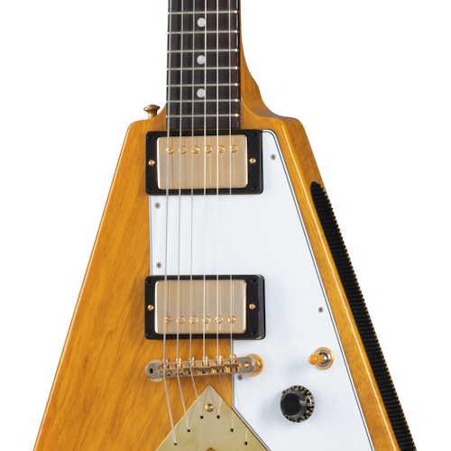 Gibson 1958 Korina Flying V White Pickguard Reissue Electric Guitar - Natural - #83607
