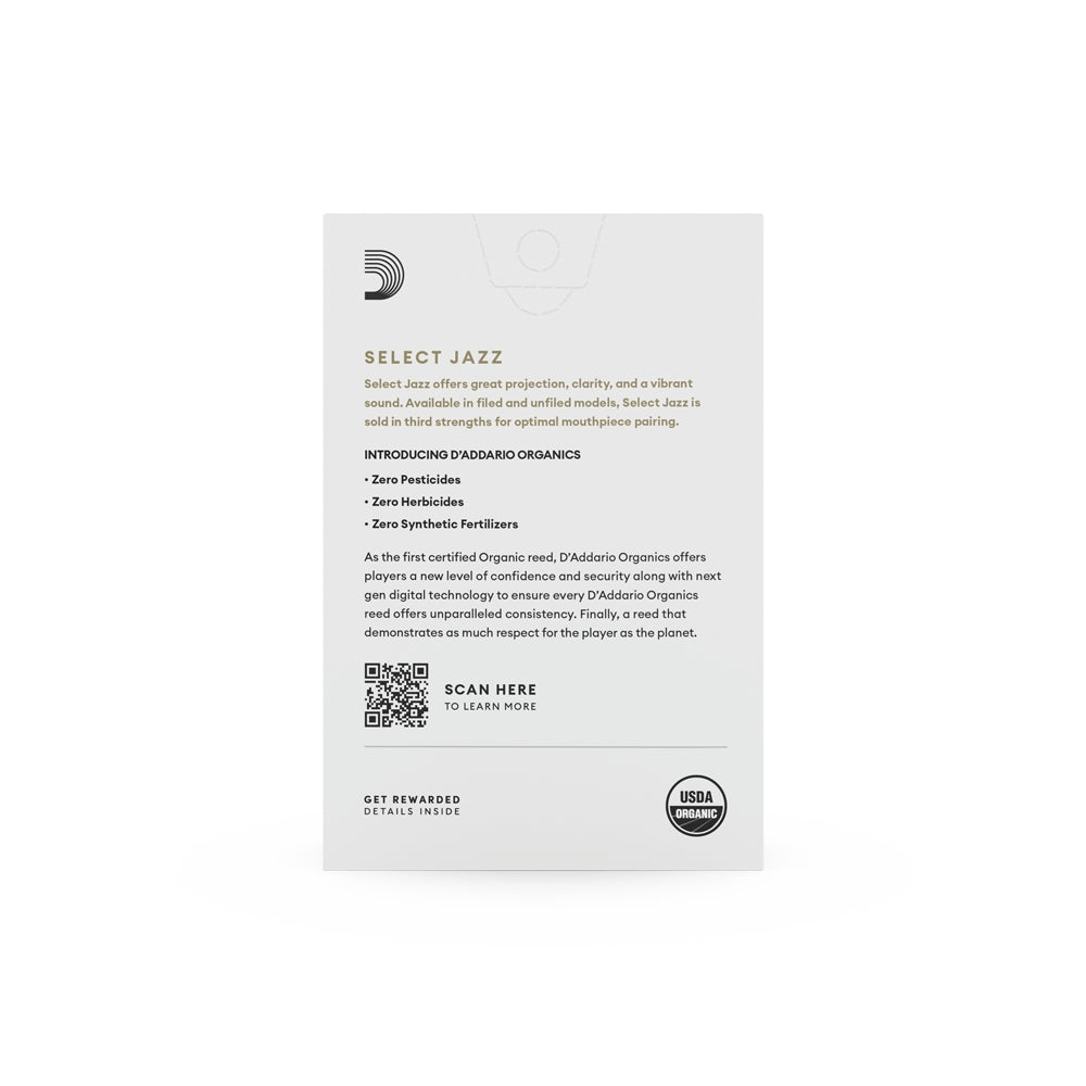 D'Addario ORSF10ASX3S 10-Pack Organic Select Jazz Saxophone Reeds - 3 Soft