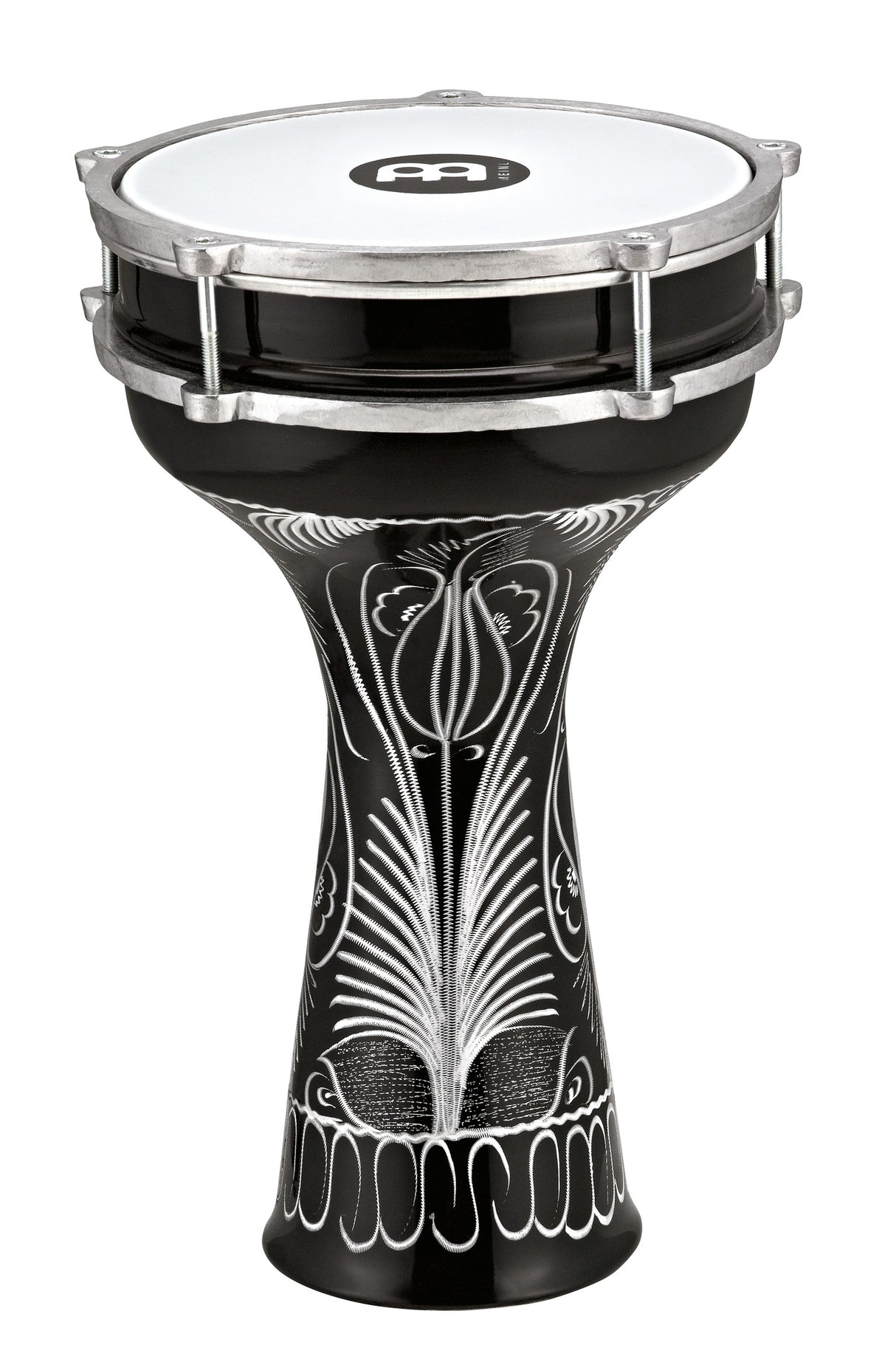 Meinl HE-124 Aluminum Darbuka Hand-Engraved Black 8" X 14 1/2"