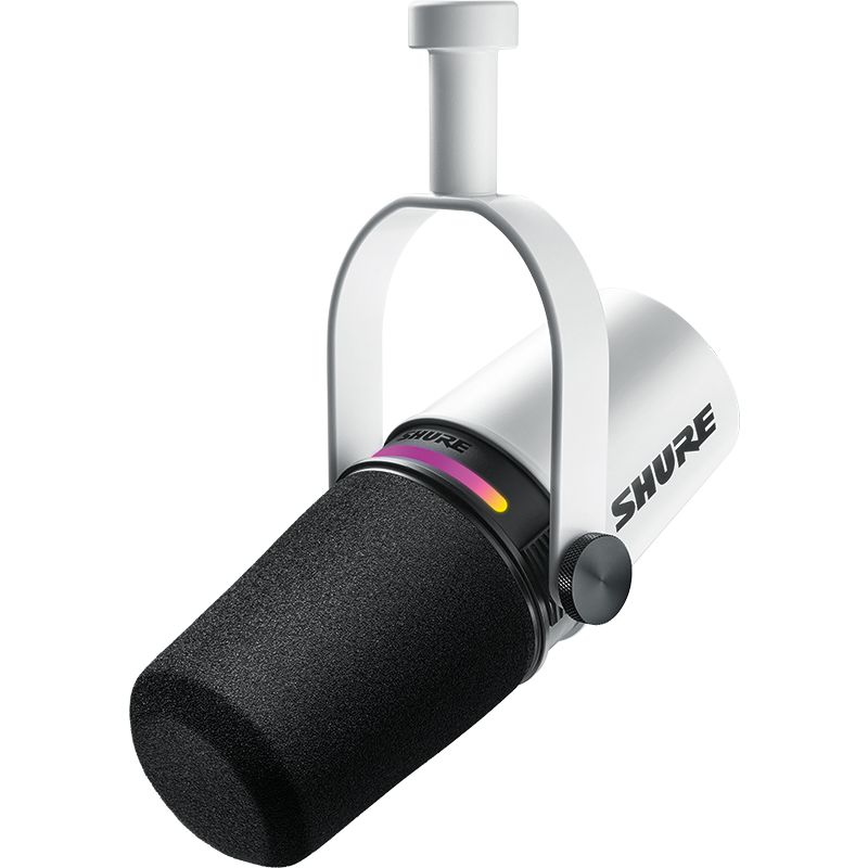 Shure MV7+-W with Earbuds Podcasting Bundle - White